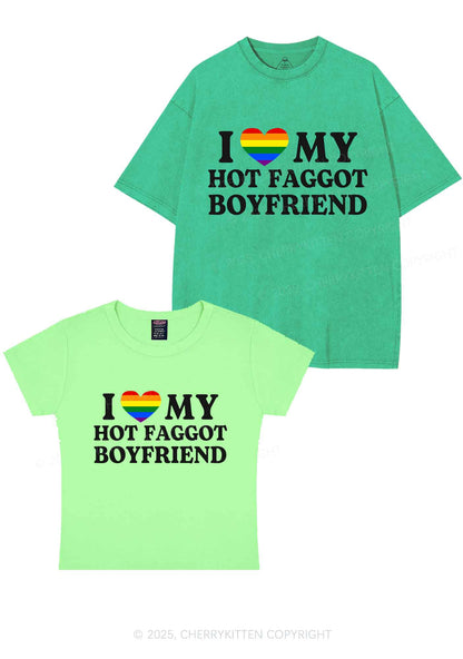 Love My Hot Faggot BF Y2K Valentine's Day Couple Shirt Cherrykitten