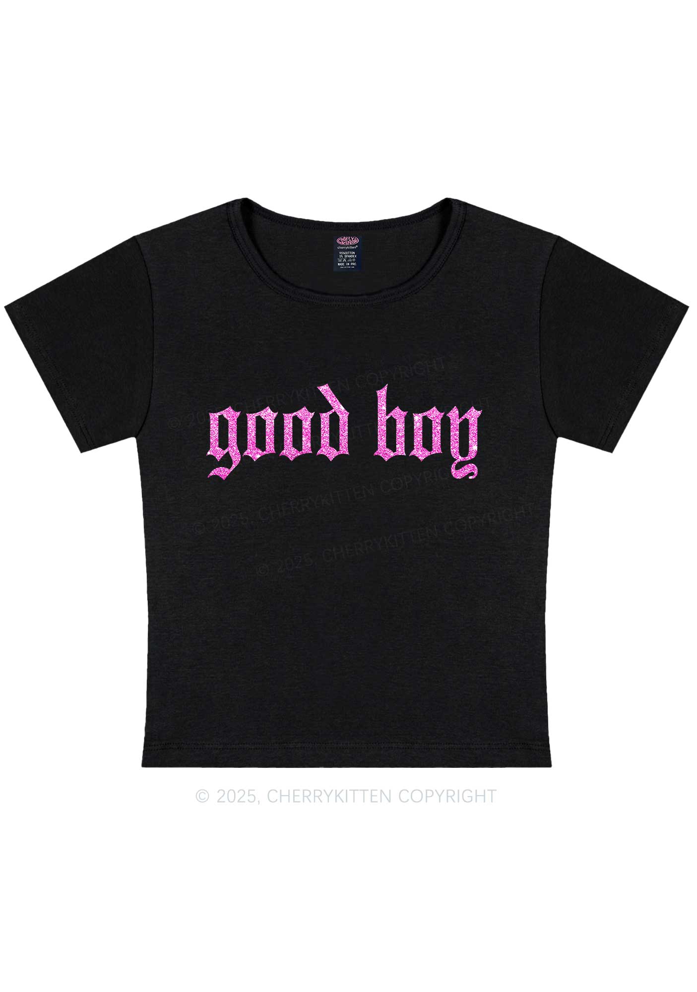 Glitter Good Boy Y2K Baby Tee Cherrykitten