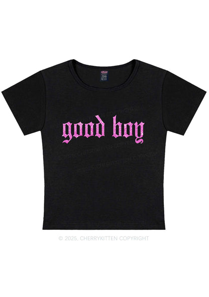 Glitter Good Boy Y2K Baby Tee Cherrykitten