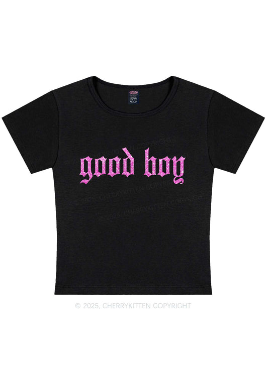 Glitter Good Boy Y2K Baby Tee Cherrykitten