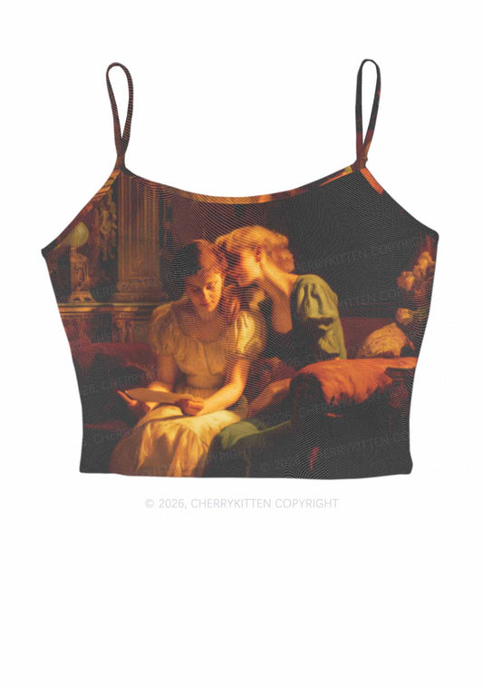 Two Women Reading Letter Pride Y2K Mesh Cami Tank Cherrykitten