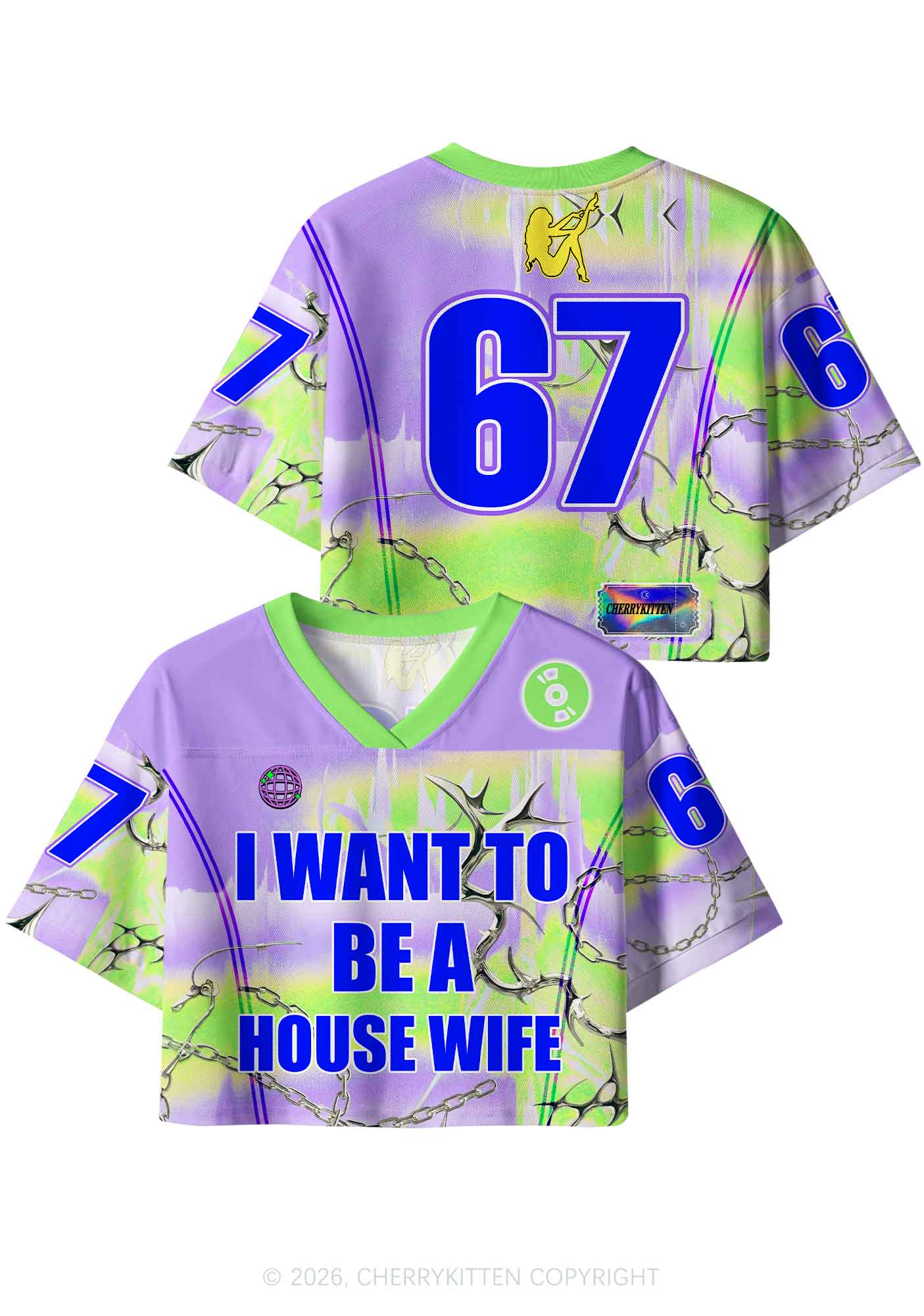 I Want To Be A House Wife Y2K Crop Sport Jersey Shirts Cherrykitten