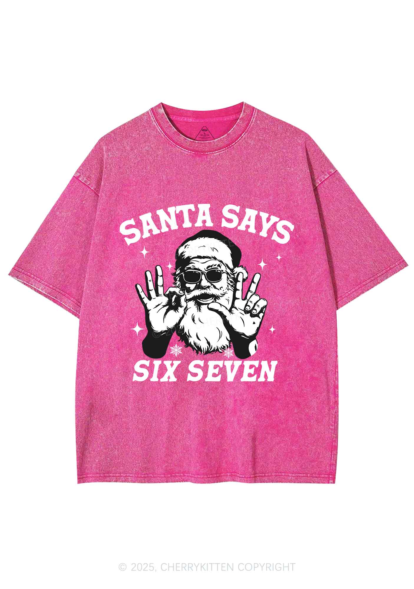 Christmas Santa Says Six Seven Y2K Shirts Washed Tee Cherrykitten