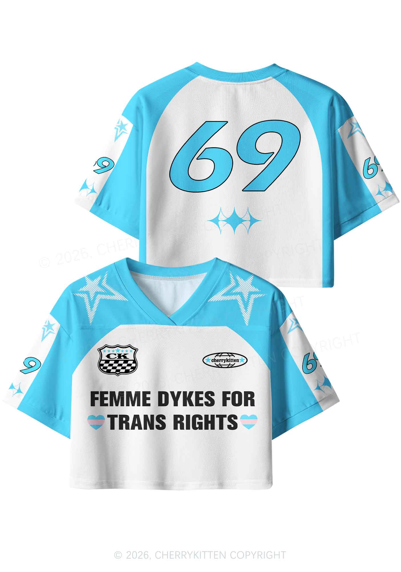Femme Dykes For Trans Rights Pride Y2K Crop Sport Jersey Shirts Cherrykitten