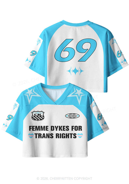 Femme Dykes For Trans Rights Pride Y2K Crop Sport Jersey Shirts Cherrykitten
