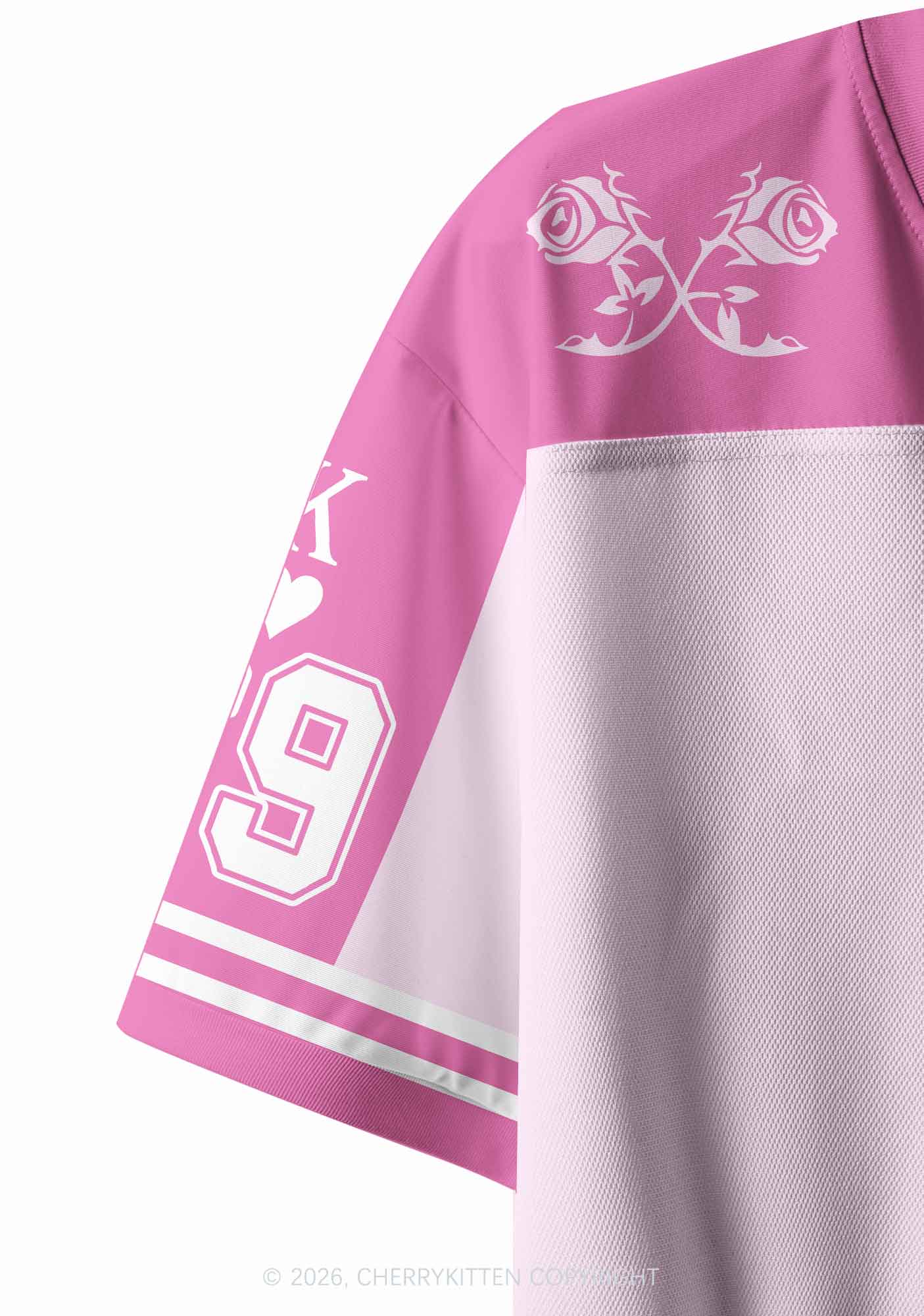 Pink Floral Two Kings Pride Y2K Crop Sport Jersey Shirts Cherrykitten