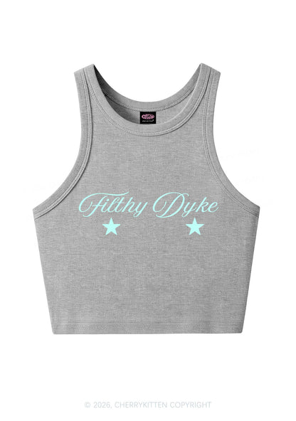 Filthy Dyke Pride Y2K Crop Tank Top Cherrykitten