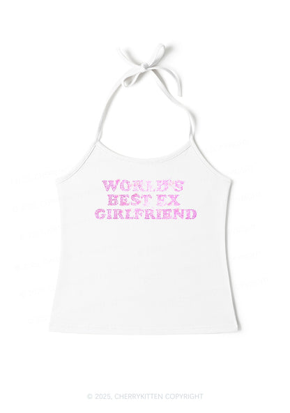 Rhinestone Best Ex Girlfriend Y2K Halter Neck Cami Cherrykitten