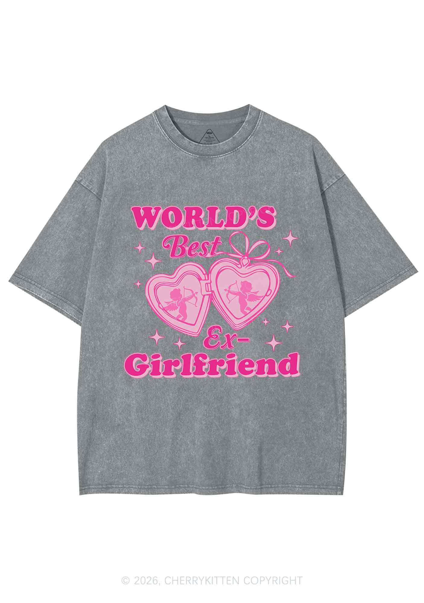 Worlds Best Ex GF Valentine's Day Y2K Shirts Washed Tee Cherrykitten