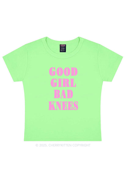 Good Girl Bad Knees Y2K Baby Tee Cherrykitten