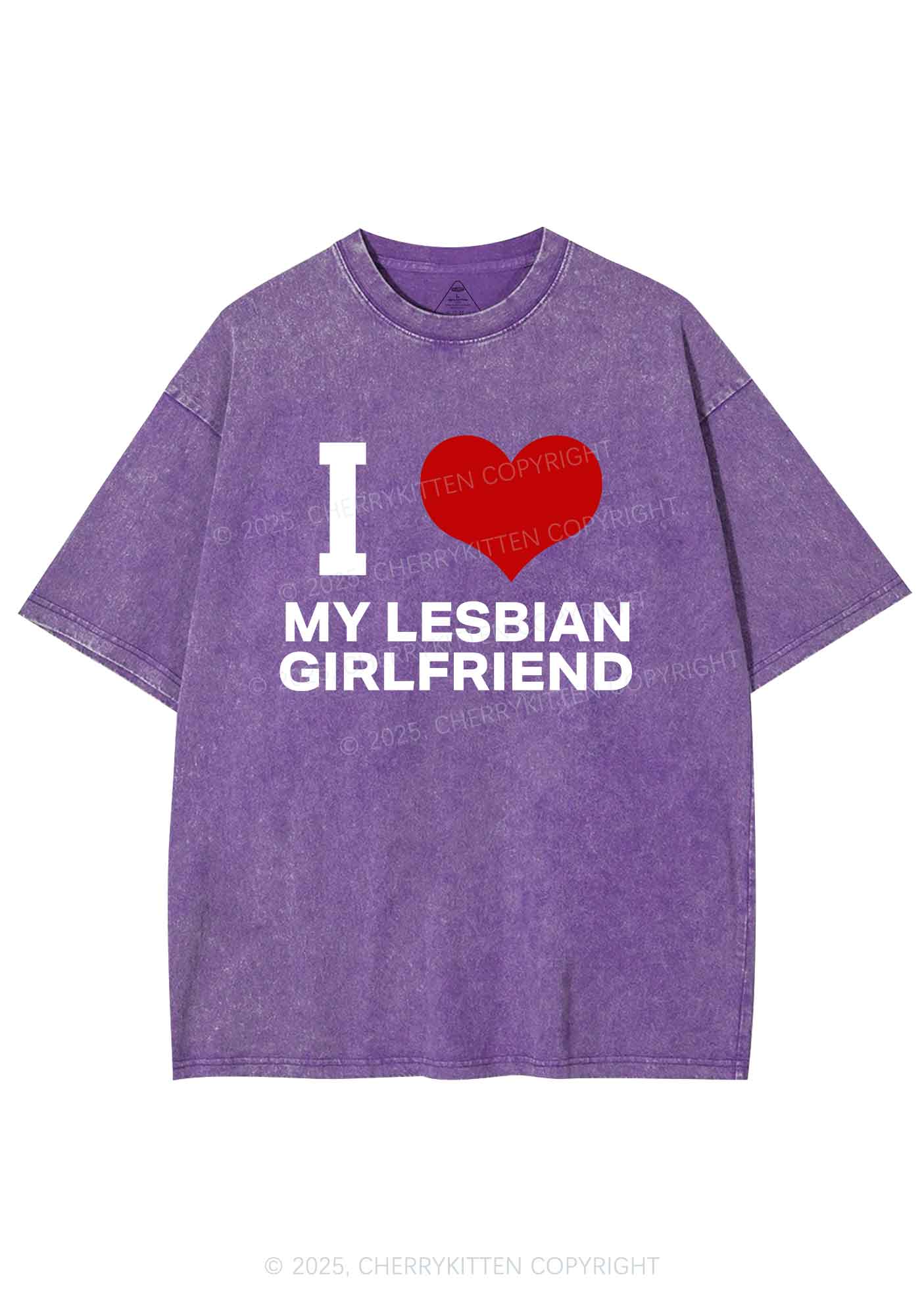 I Love My Lesbian GF Y2K Shirts Washed Tee Cherrykitten