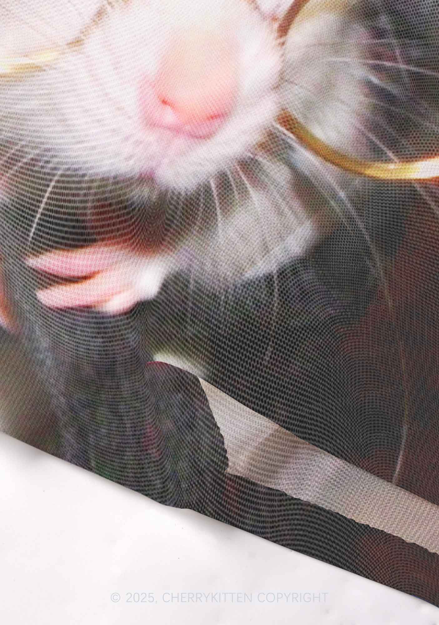 Glasses Rat Y2K Mesh Crop Top Cherrykitten