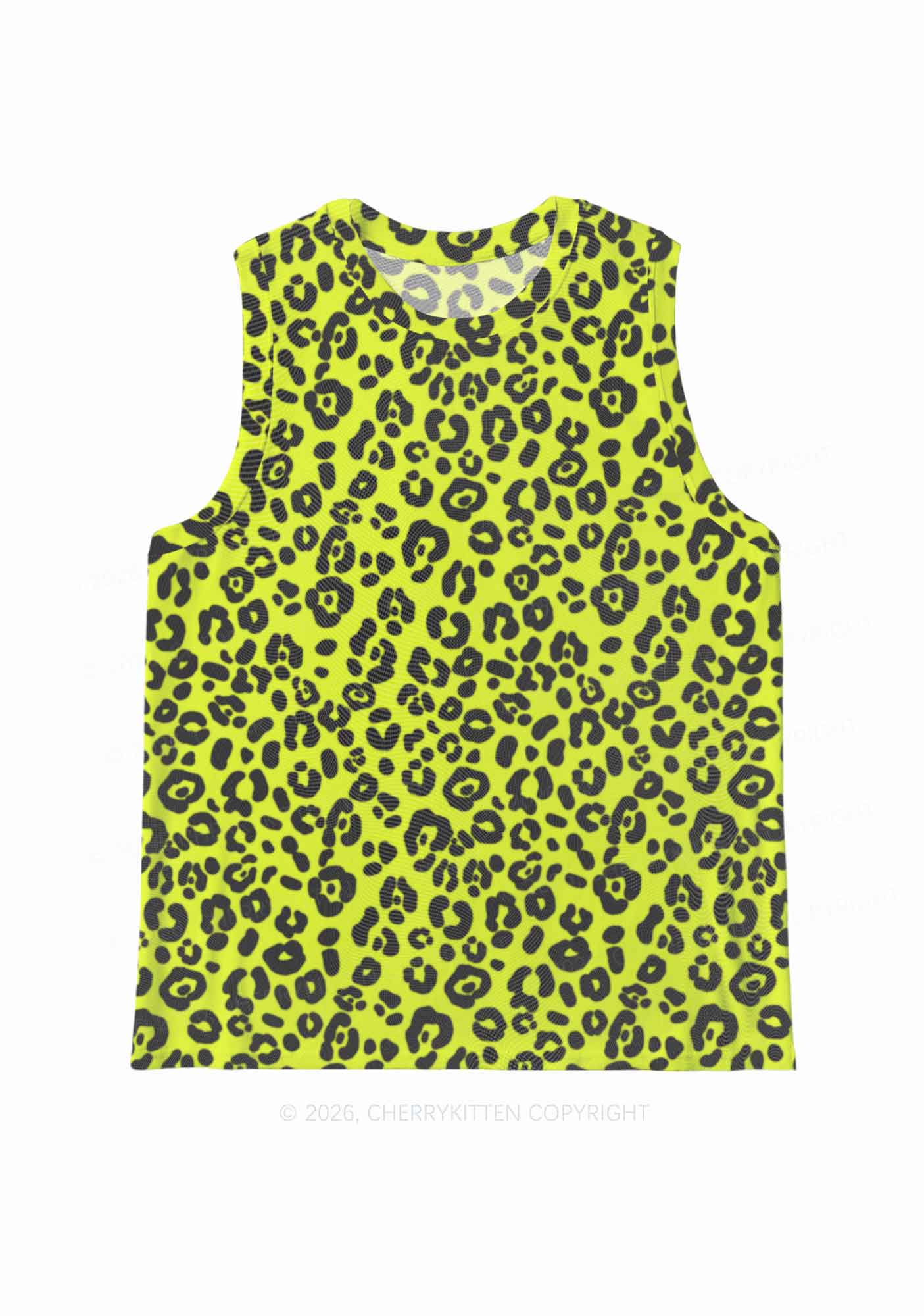 Neon Leopard Y2K Mesh Muscle Tank Cherrykitten