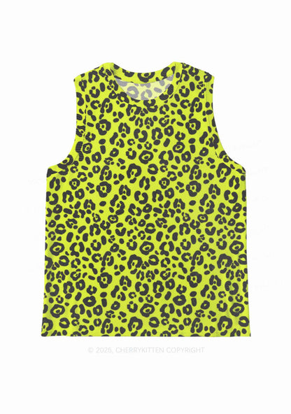 Neon Leopard Y2K Mesh Muscle Tank Cherrykitten