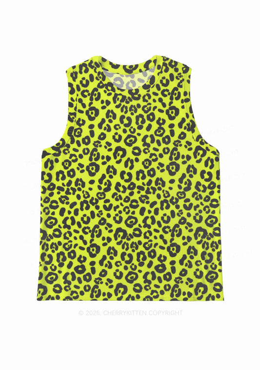 Neon Leopard Y2K Mesh Muscle Tank Cherrykitten