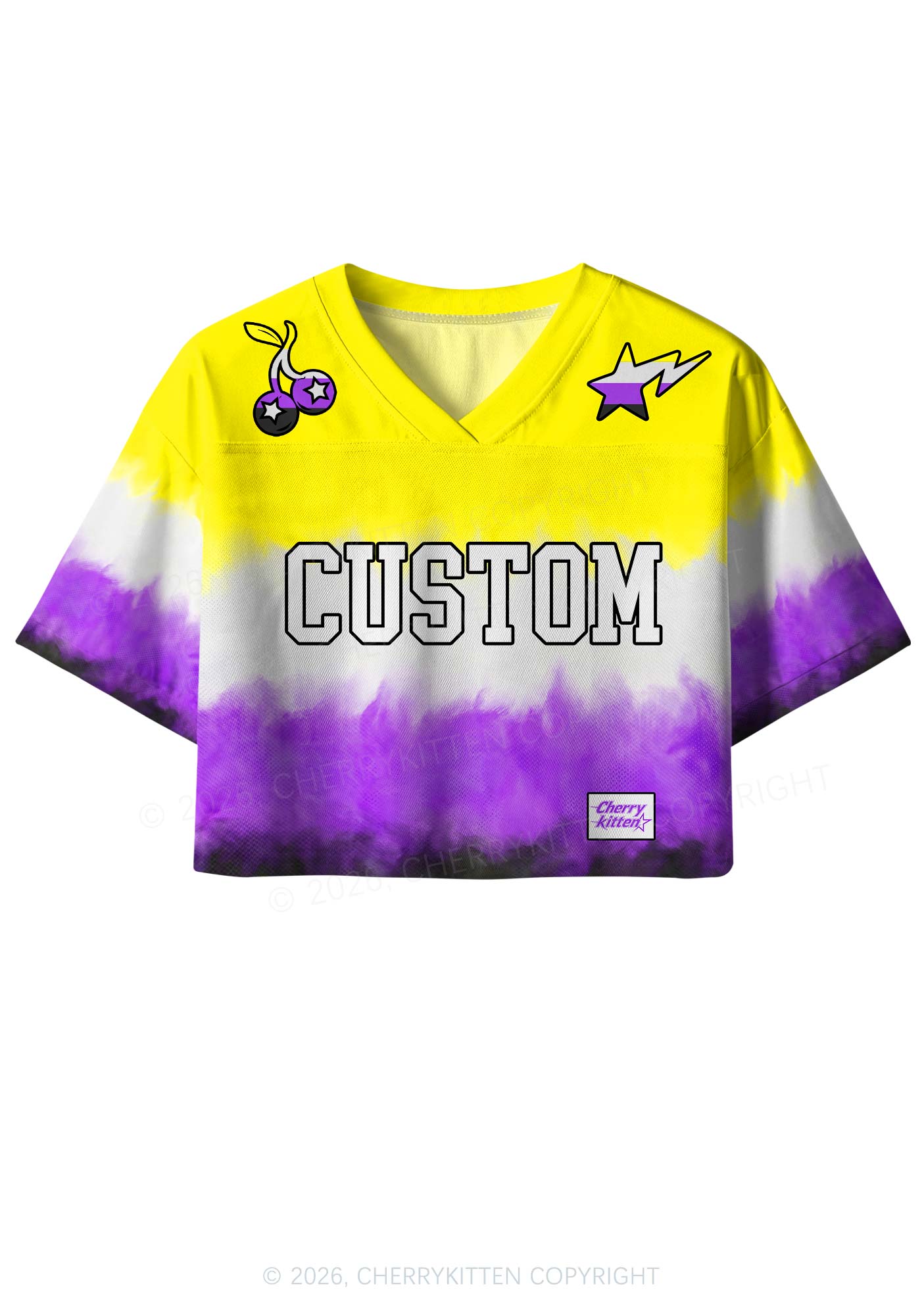 Custom Nonbinary Flag Pride Y2K Crop Sport Jersey Shirts Cherrykitten