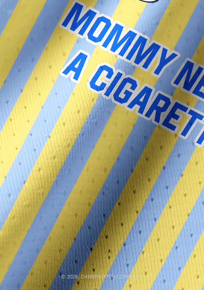 Mommy Needs A Cigarette Y2K Crop Football Jersey Shirts Cherrykitten