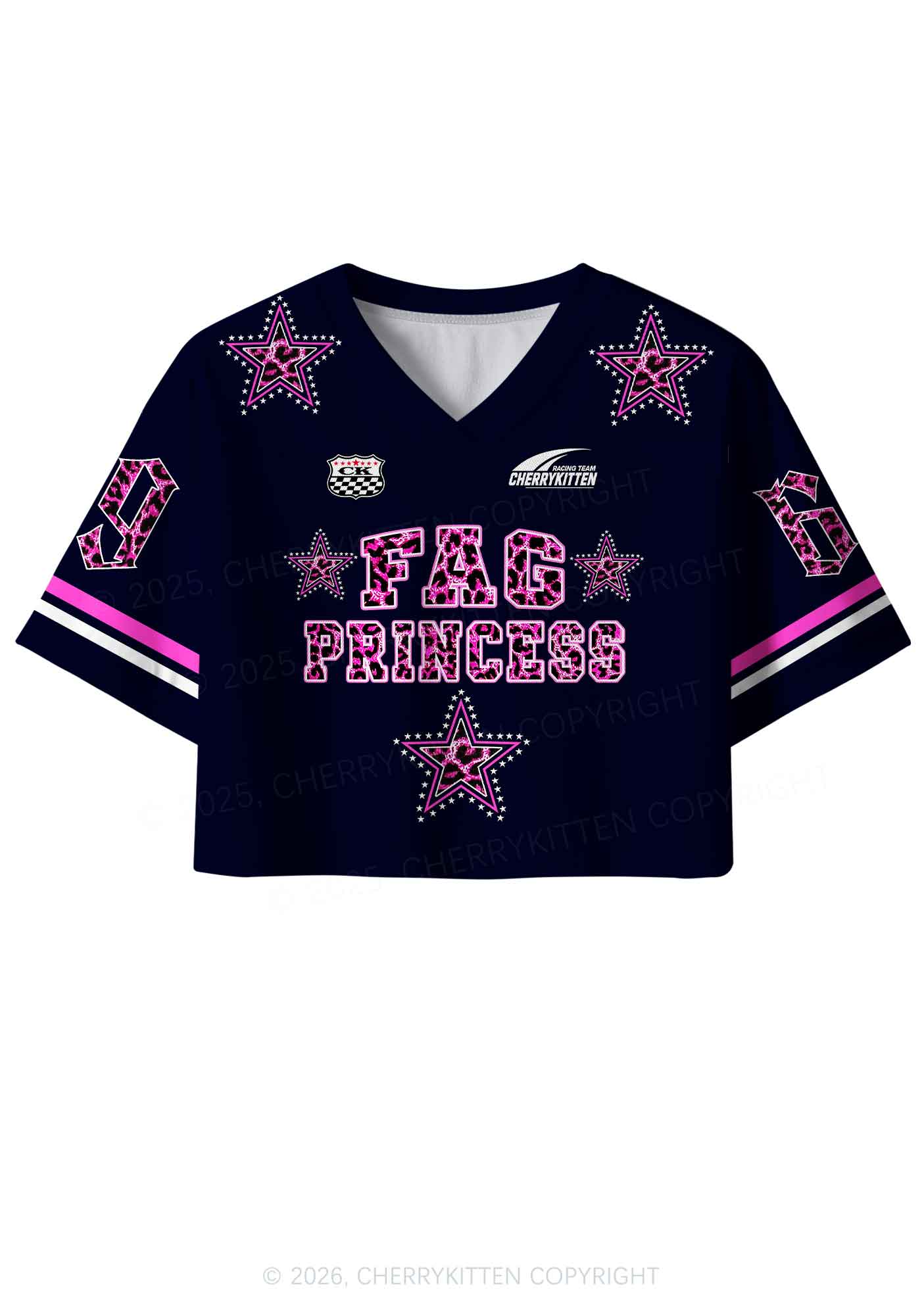 Pink Leopard Fag Princess Pride Y2K Crop Sport Jersey Shirts Cherrykitten