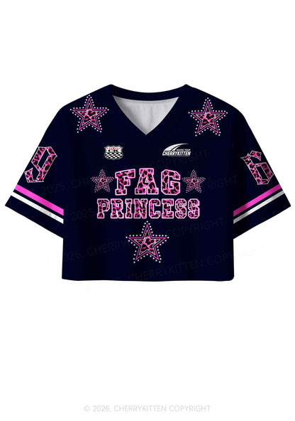 Pink Leopard Fag Princess Pride Y2K Crop Sport Jersey Shirts Cherrykitten