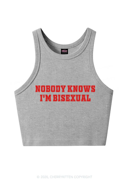 Nobody Knows Im Bisexual Pride Y2K Crop Tank Top Cherrykitten