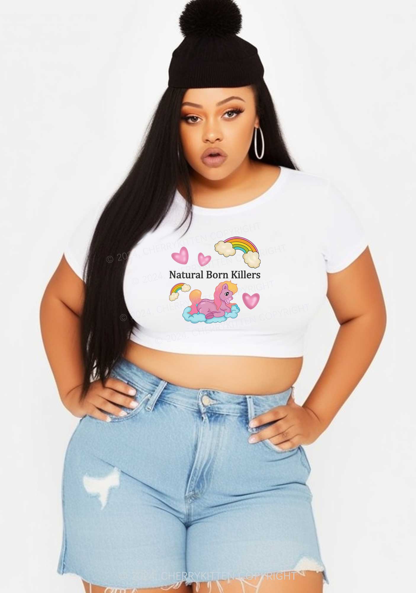 Curvy Natural Born Killer Y2K Baby Tee Cherrykitten