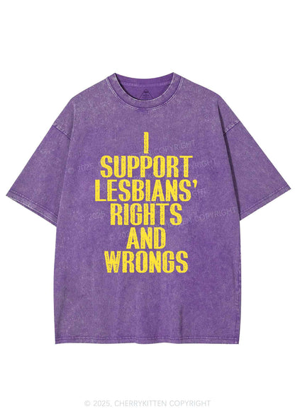 Support Lesbians Rights Pride Y2K Shirts Washed Tee Cherrykitten
