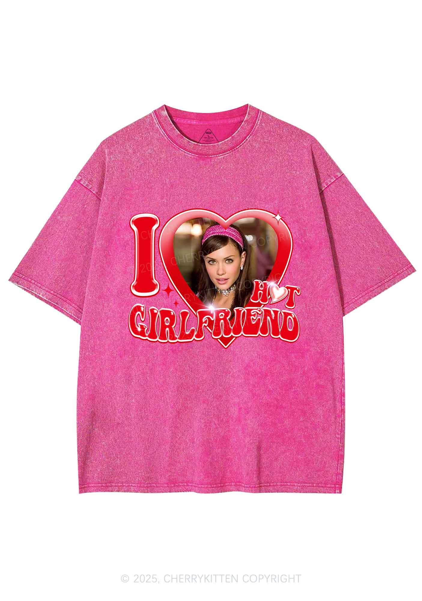 Custom I Love My Hot Girlfriend Y2K Shirts Washed Tee Cherrykitten