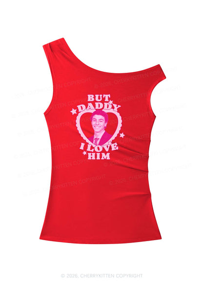 Daddy I Love Him Luigi Y2K Off Shoulder Tank Top Cherrykitten