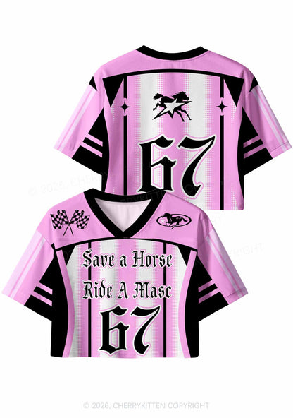 Pink Save Horse Ride Masc Pride Y2K Crop Sport Jersey Shirts Cherrykitten