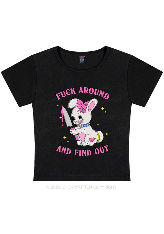 Fxxk Around Bunny Y2K Baby Tee Cherrykitten