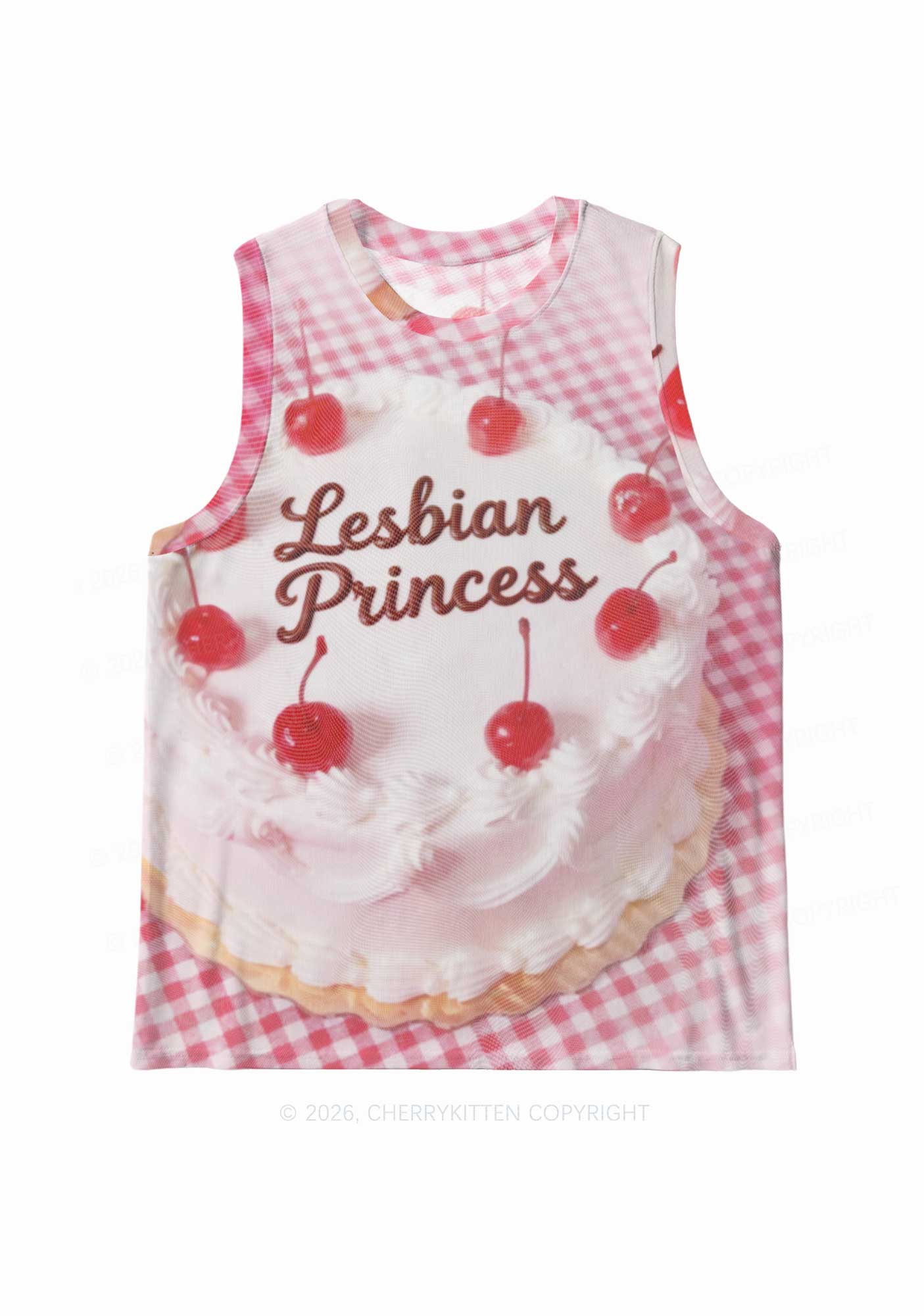 Blush Lesbian Princess Cake Pride Y2K Mesh Muscle Tank Cherrykitten