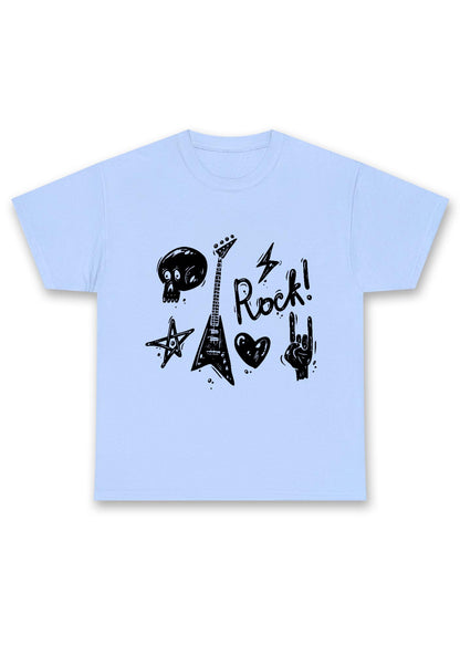 Skull Guitar Rock Heart Star Chunky Shirt