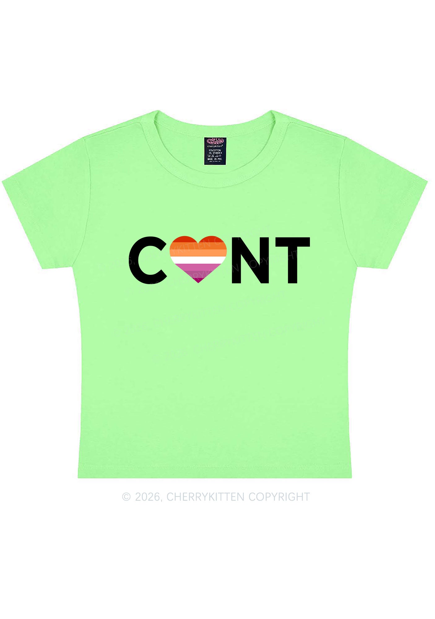 Lesbian Heart Cxxt Pride Y2K Baby Tee Cherrykitten