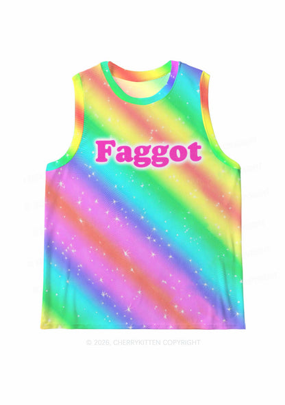 Rainbow Slide Faggot Pride Y2K Mesh Muscle Tank Cherrykitten