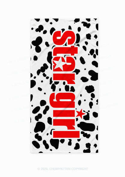 Spotted Star Girl Y2K Beach Towel Cherrykitten