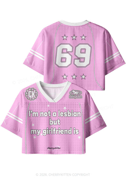 My Girlfriend Is Lesbian Pride Y2K Crop Sport Jersey Shirts Cherrykitten