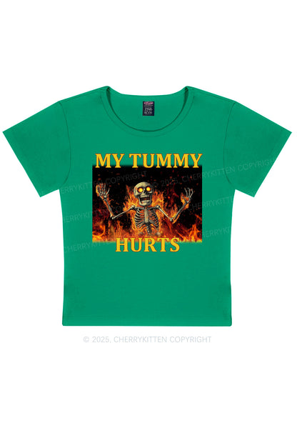 Skeleton Tummy Hurts Y2K Baby Tee Cherrykitten