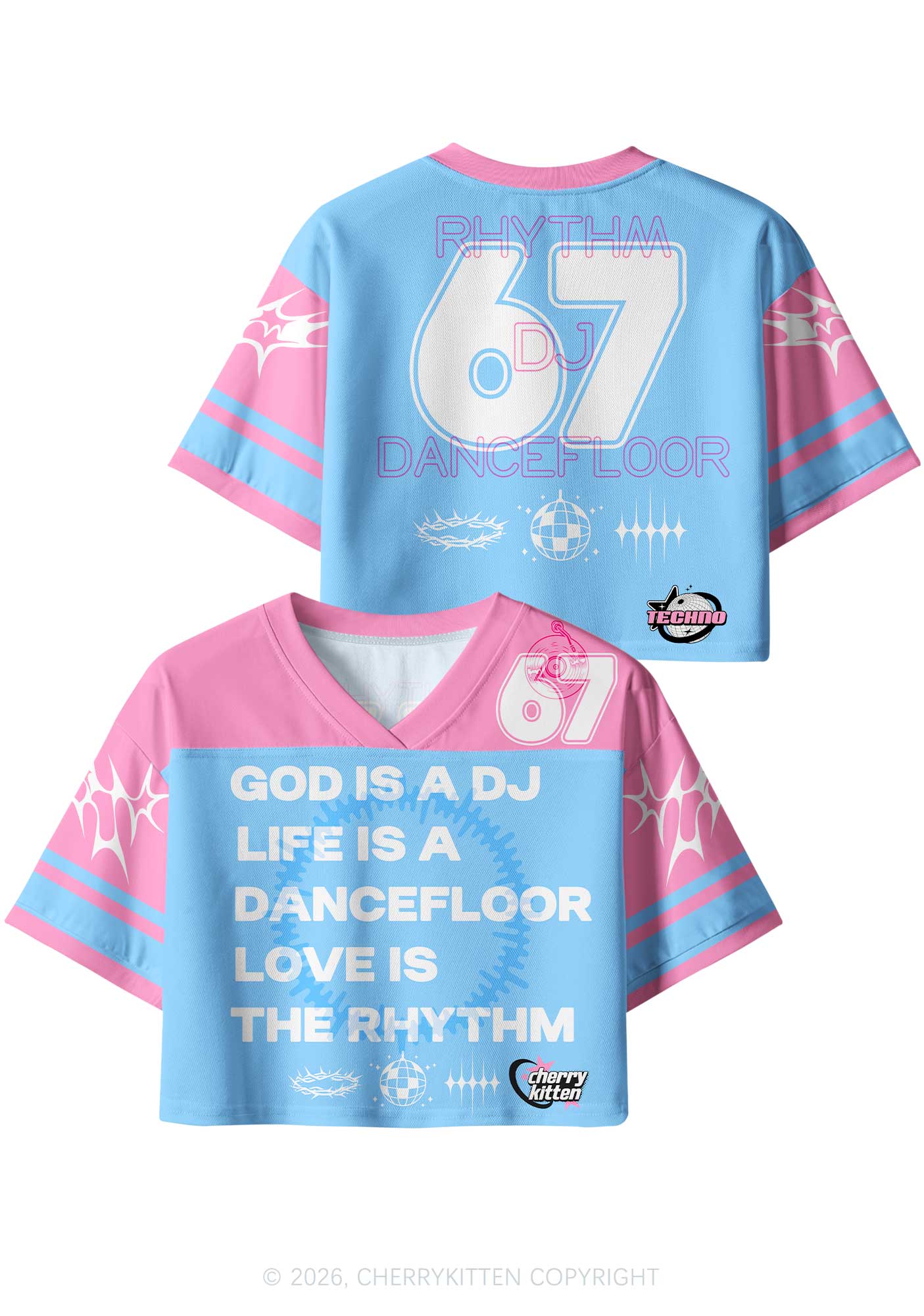 God Is A DJ Y2K Crop Sport Jersey Shirts Cherrykitten