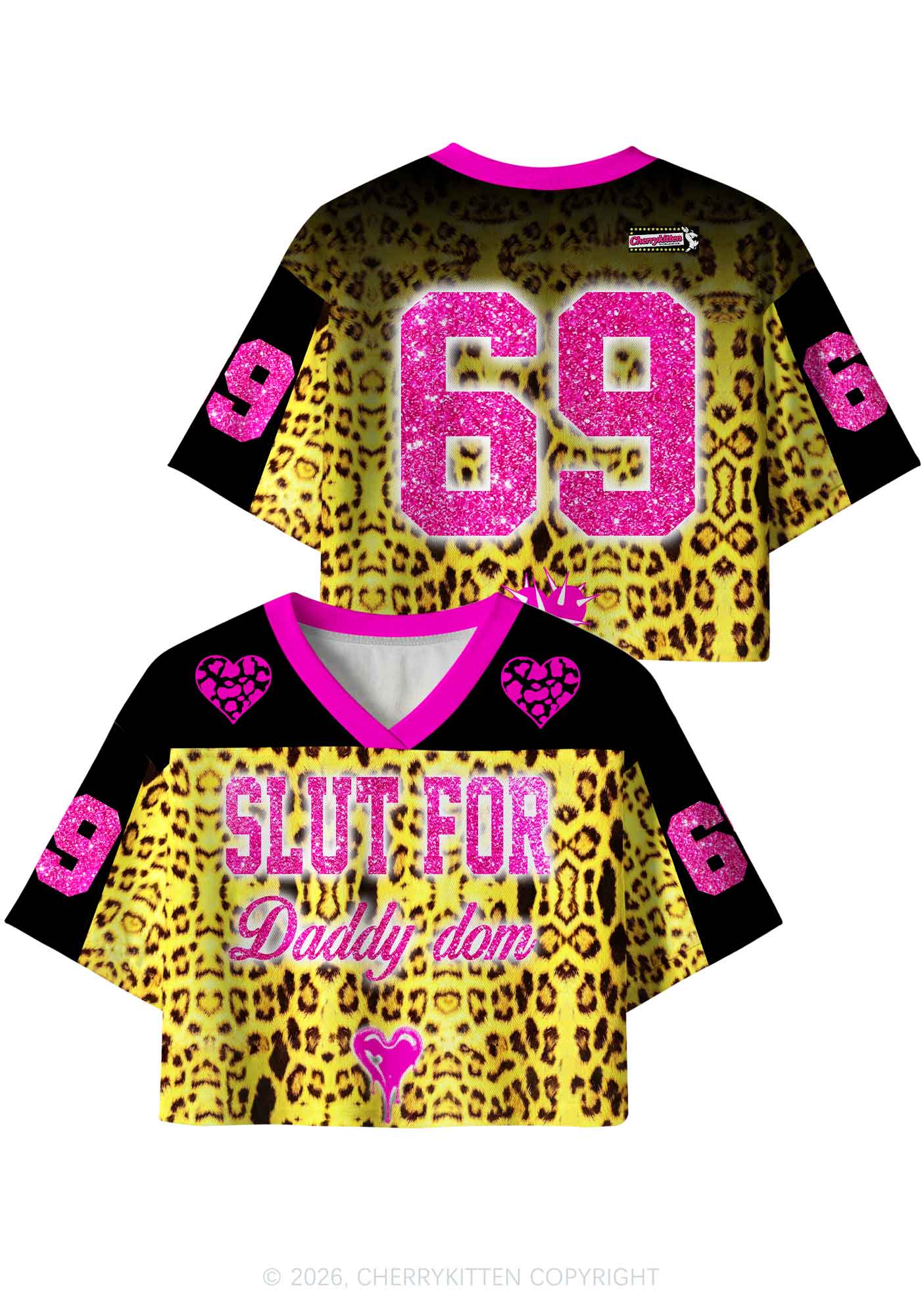 Slxt For Daddy Dom Leopard Y2K Crop Sport Jersey Shirts Cherrykitten