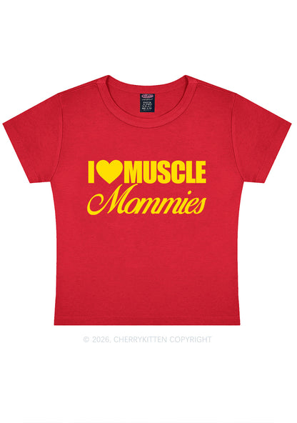 I Love Muscle Mommies Y2K Baby Tee Cherrykitten
