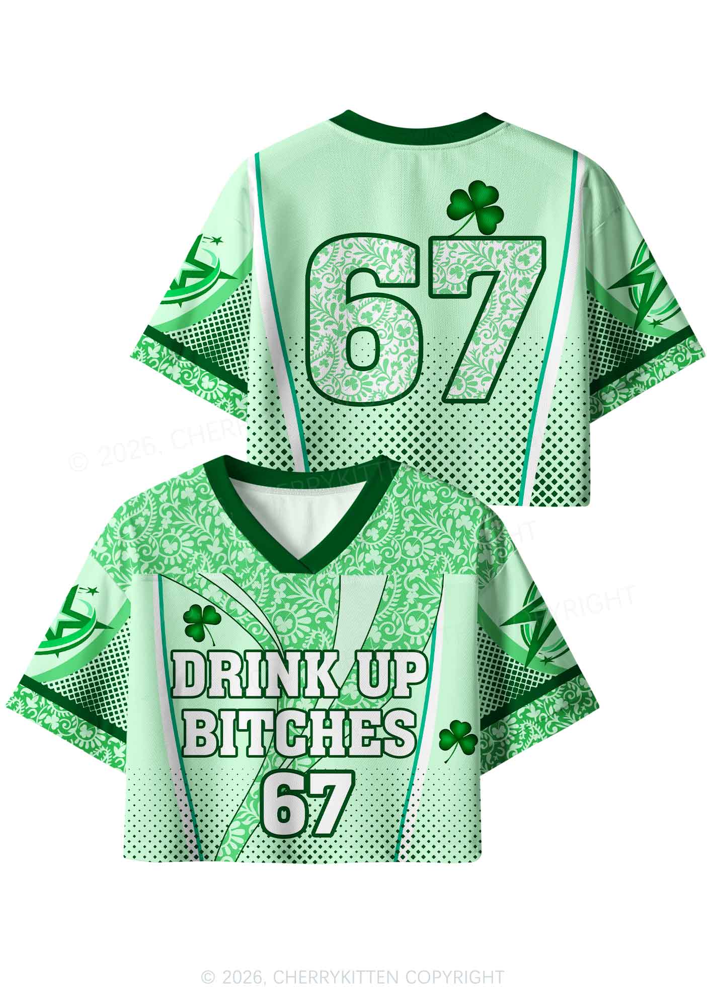 Custom Drink Up Bxxches St Patricks Y2K Sport Jersey Shirts Cherrykitten