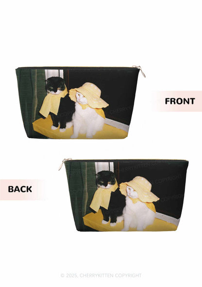 Cats Friend Y2K Leather Makeup Bag Cherrykitten