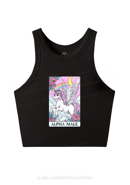 Rose Unicorn Alpha Male Y2K Crop Tank Top Cherrykitten