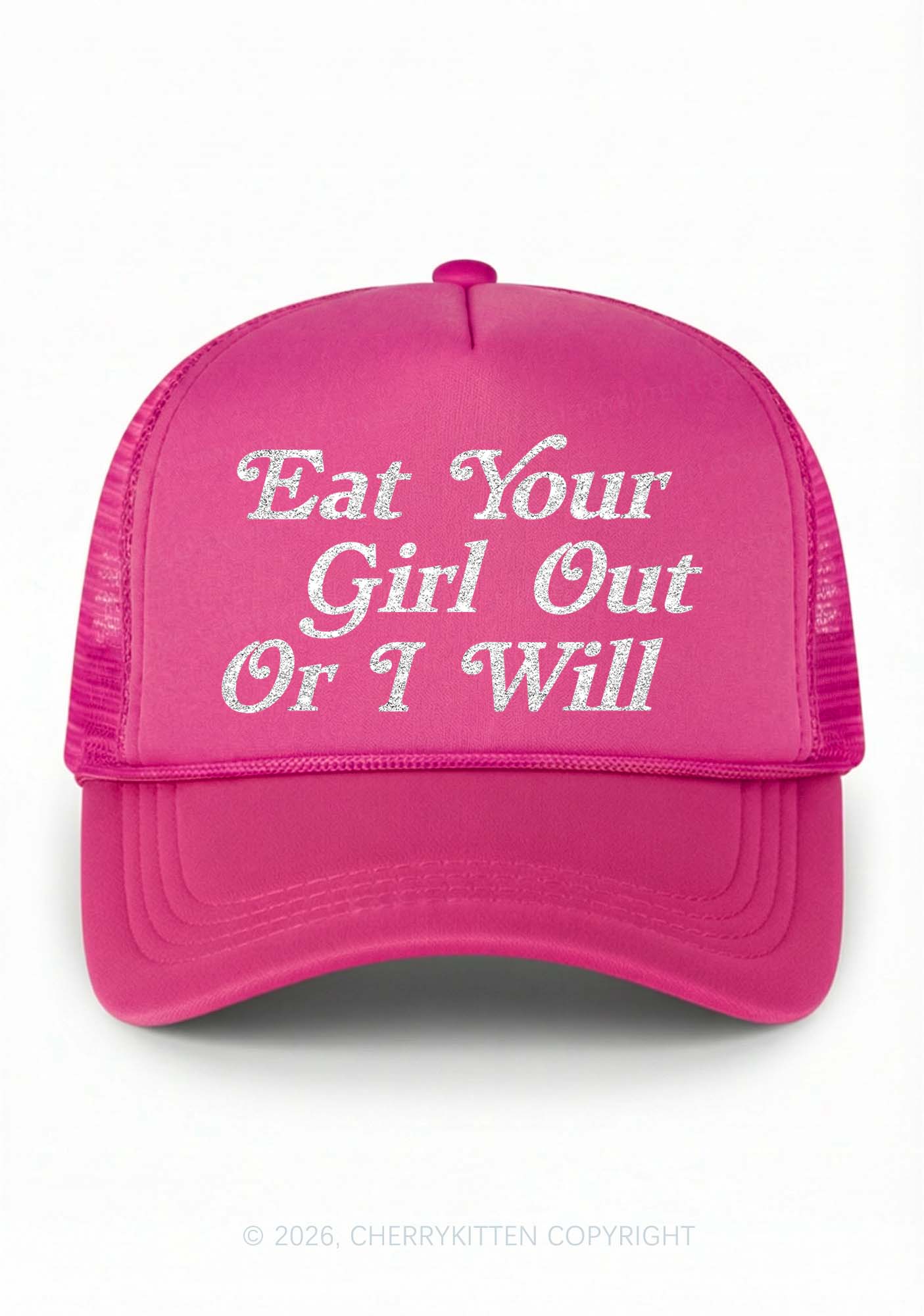 Glitter Eat Your Girl Out Pride Y2K Trucker Hat Cherrykitten