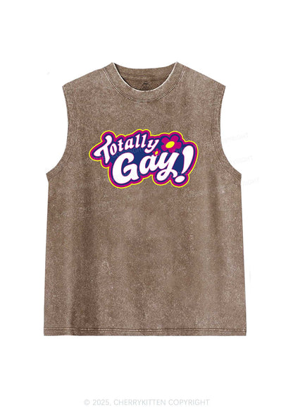 Totally Gay Pride Y2K Washed Muscle Tank Cherrykitten