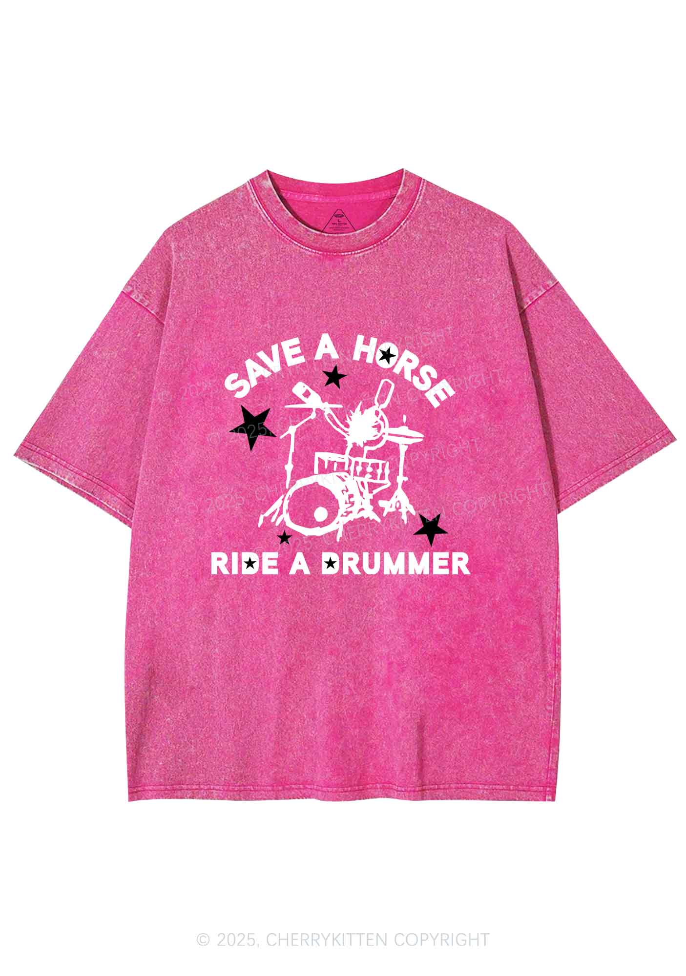 Save Horse Ride Drummer Y2K Shirts Washed Tee Cherrykitten