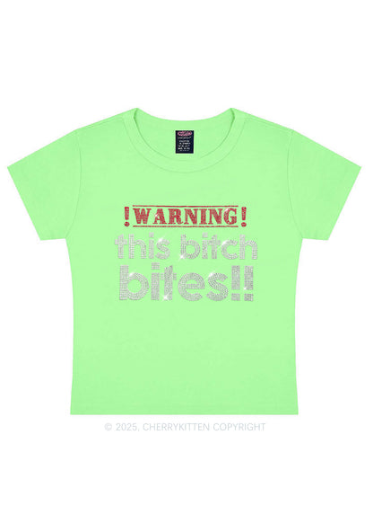 Rhinestone This Bxxch Bites Y2K Baby Tee Cherrykitten