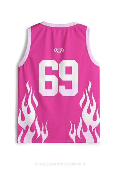 Hot Pink Custom GF BF Photo Y2K Sport Jersey Tank Cherrykitten