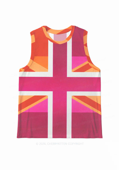 Lesbian Cross Flag Pride Y2K Mesh Muscle Tank Cherrykitten