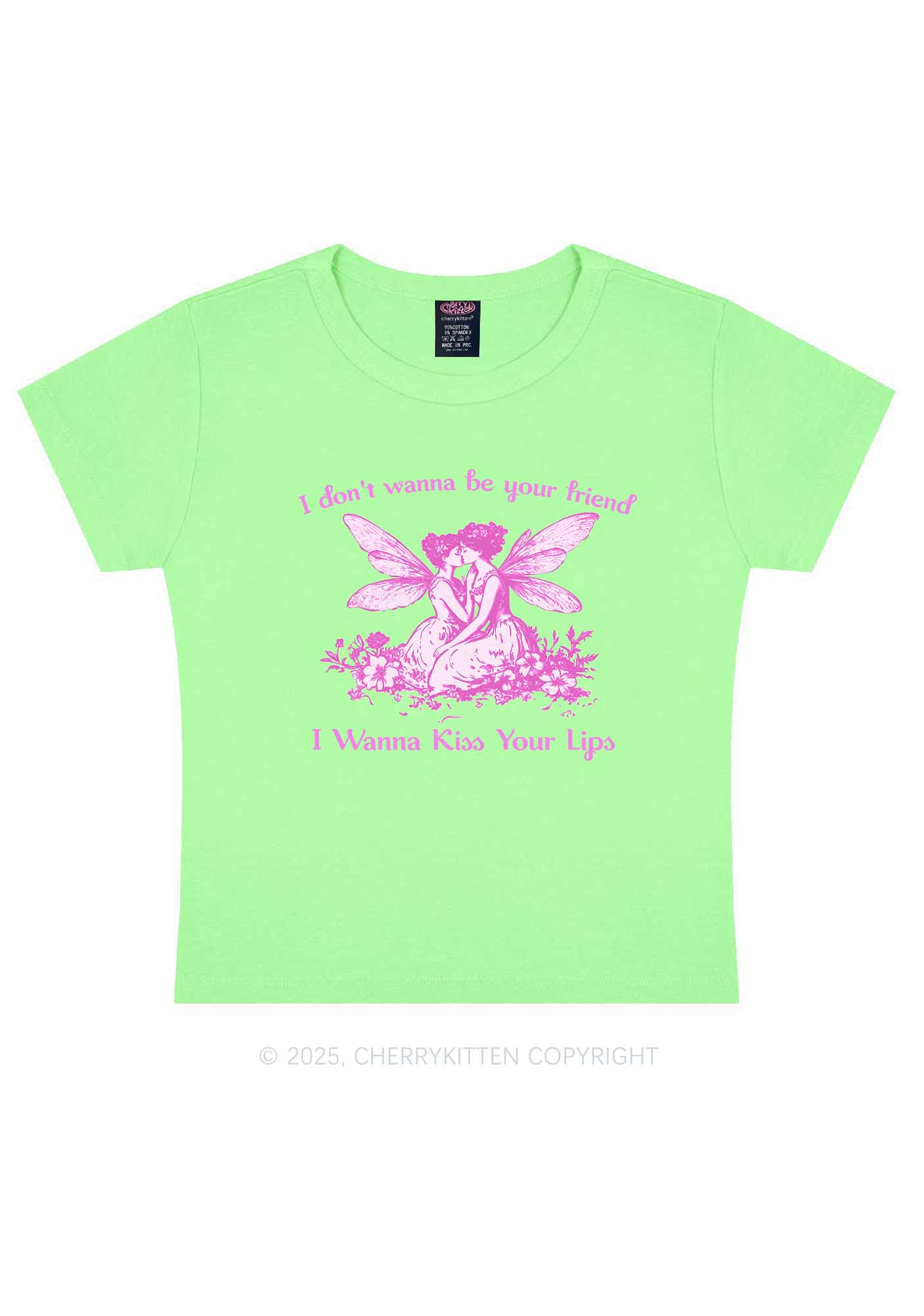 I Wanna Kiss Your Lips Pride Y2K Baby Tee Cherrykitten